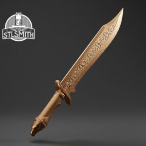 blood of vossus combat knife render bronze