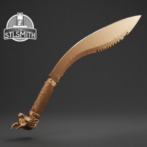 bramble curved sword render bronze