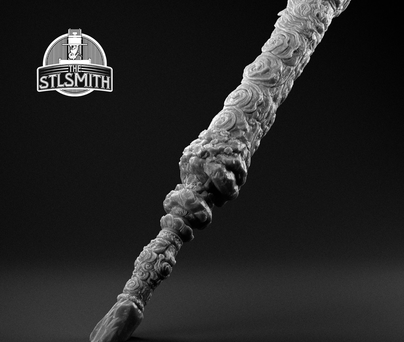 cloud patterned stone staff render bw 02 cloud patterned stone staff render bw 02