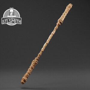 cloud patterned stone staff render bronze