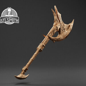 daedric war axe render bronze