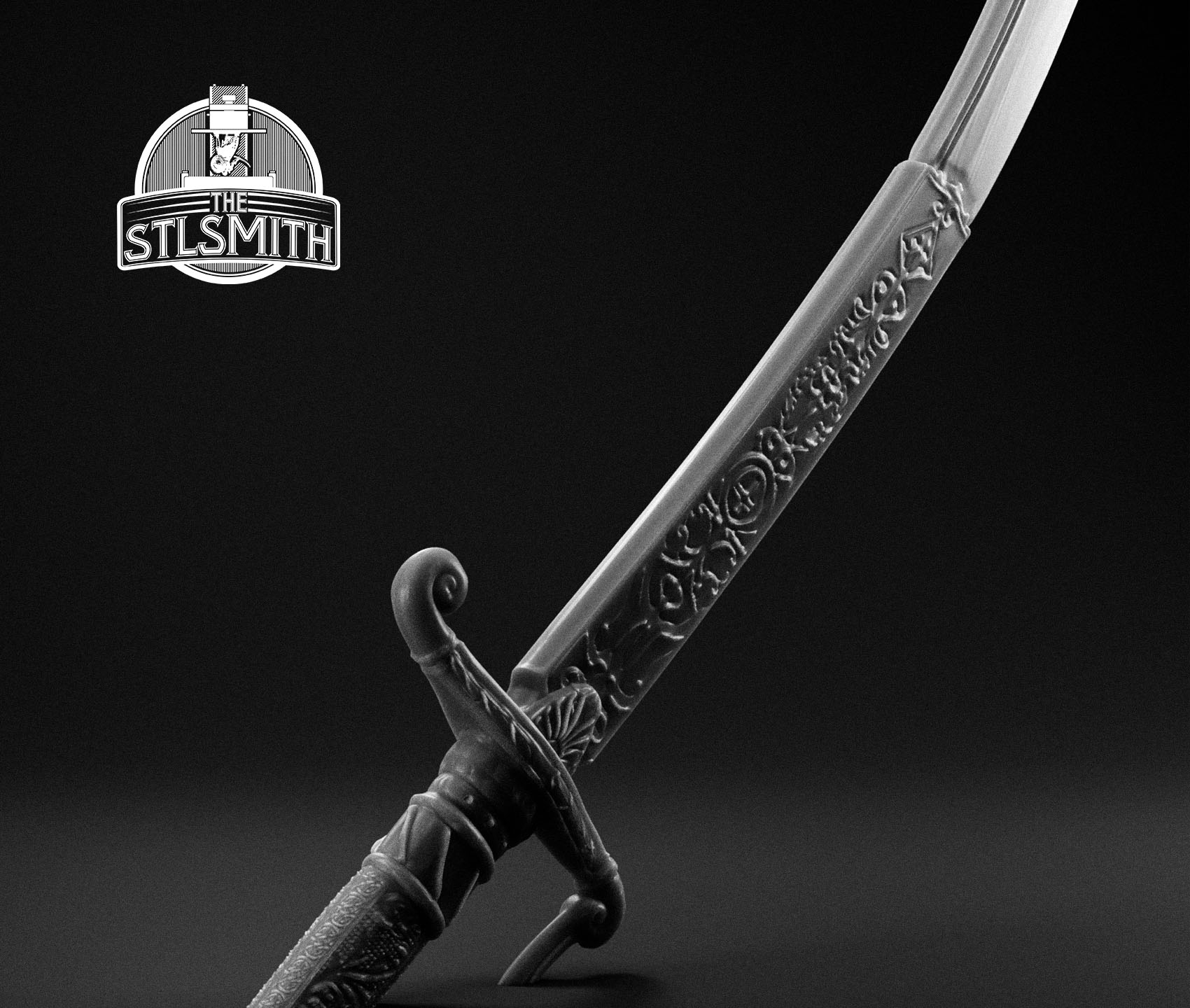 dancer's curved sword render bw 02 dancer's curved sword render bw 02