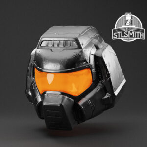 doom marine helmet render silver