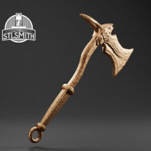 dragonbone war axe render bronze
