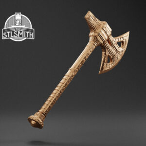dwarven war axe render bronze