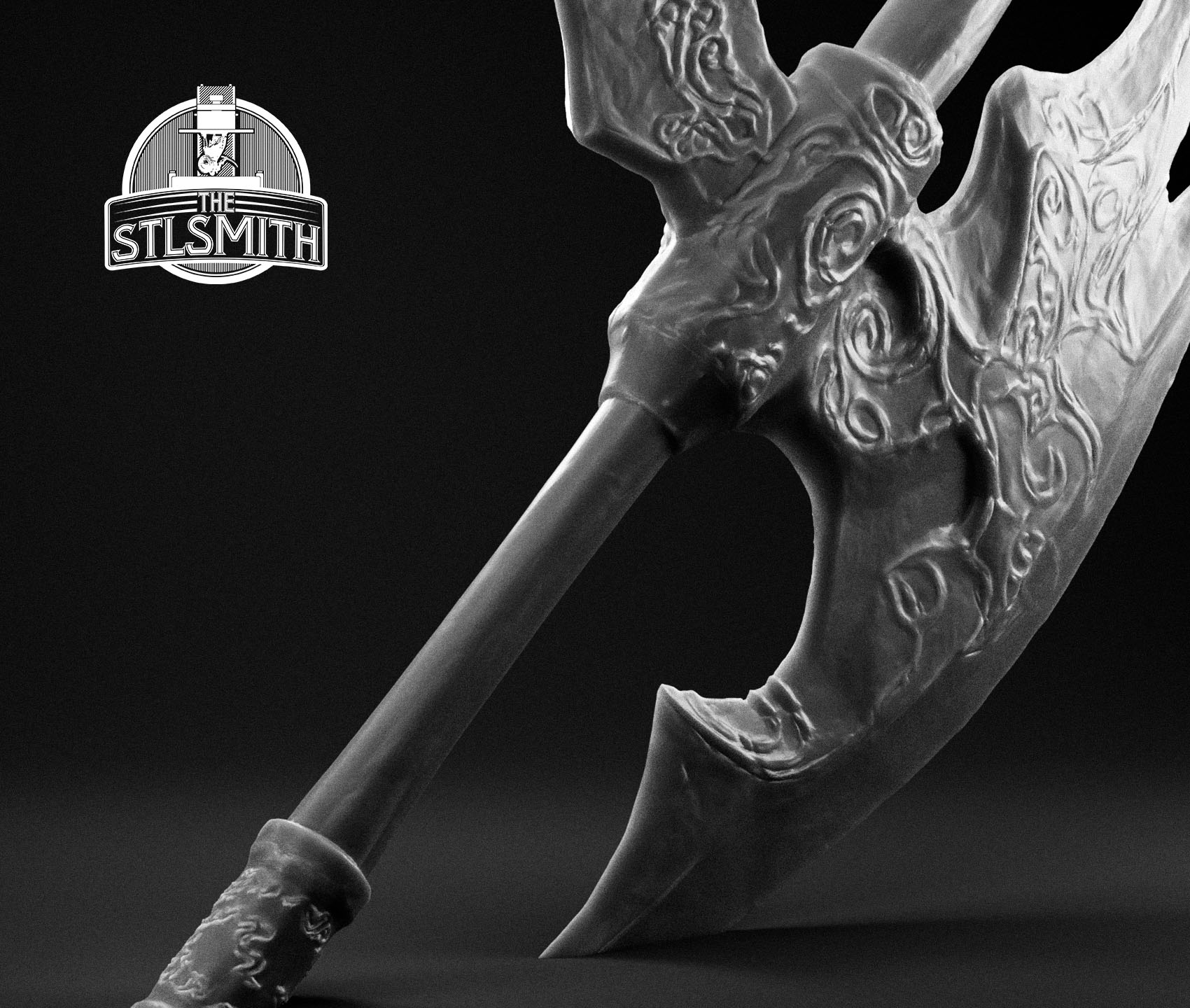 ebony battleaxe render bw 02 ebony battleaxe render bw 02