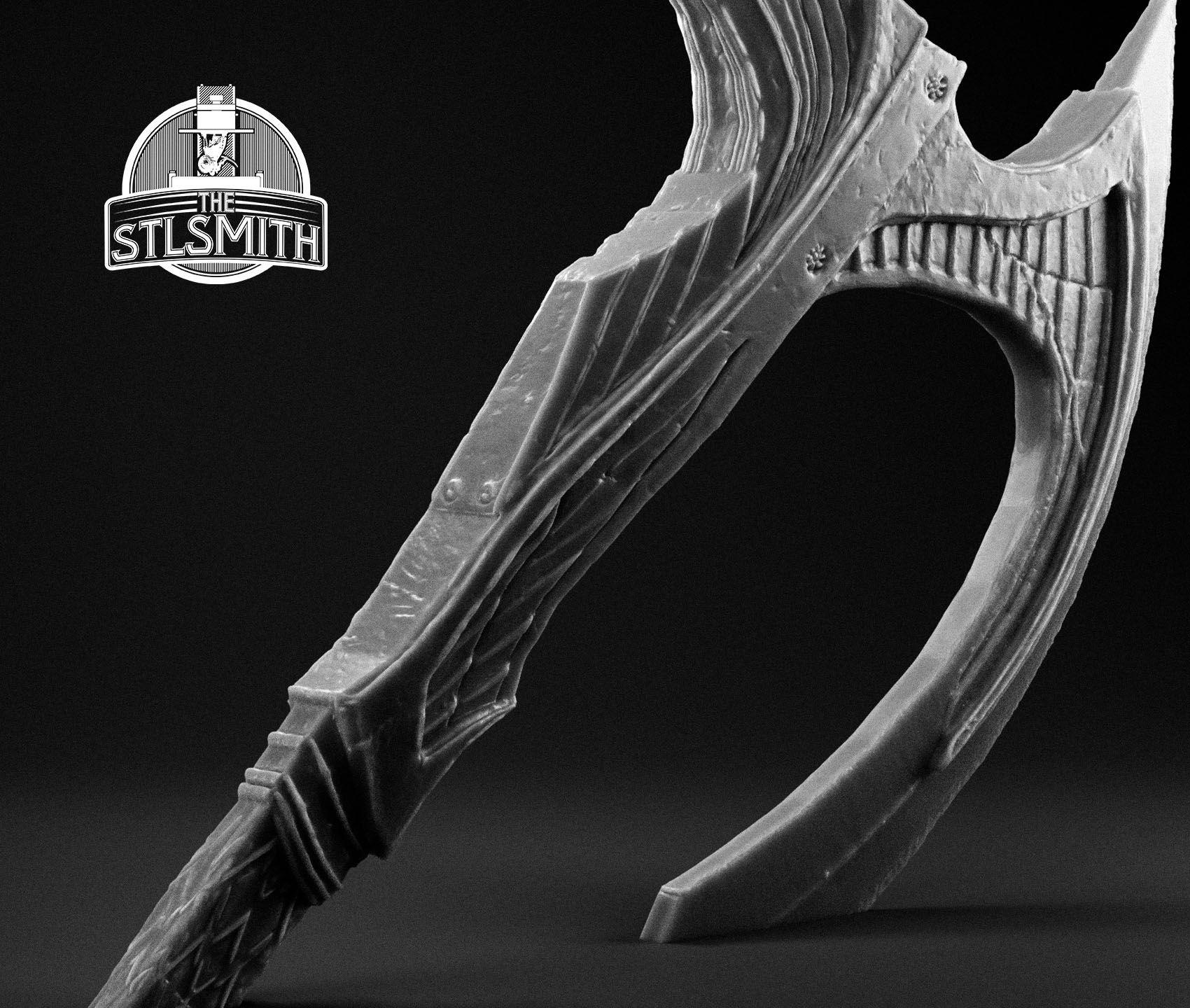 elven battleaxe render bw 02 elven battleaxe render bw 02