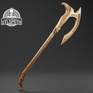elven battleaxe render bronze