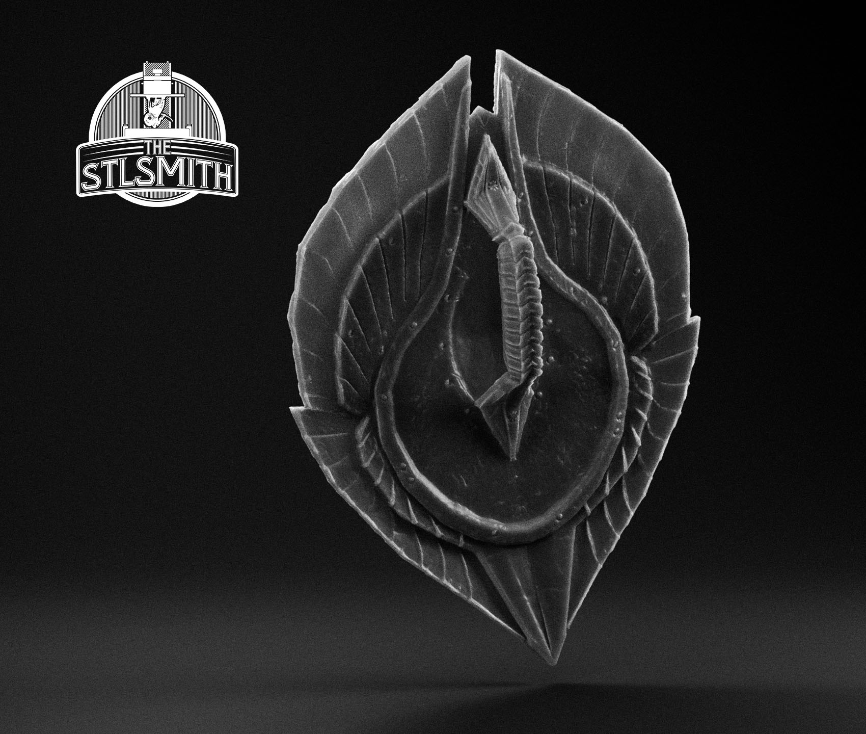 elven shield render bw 02 elven shield render bw 02