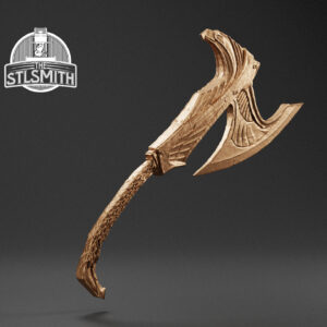 elven war axe render bronze