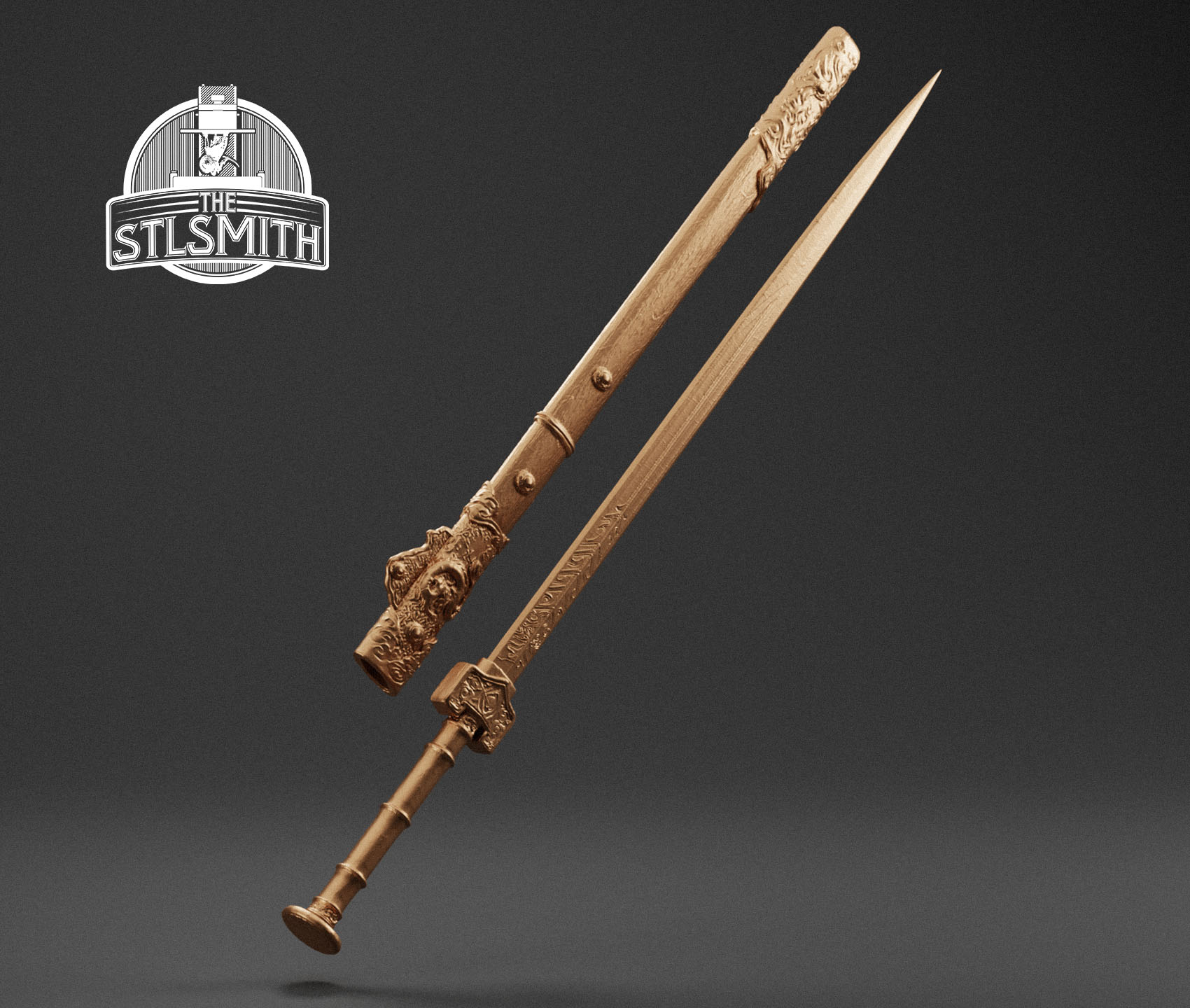 erlang shen sword sheath render bronze erlang shen sword sheath render bronze