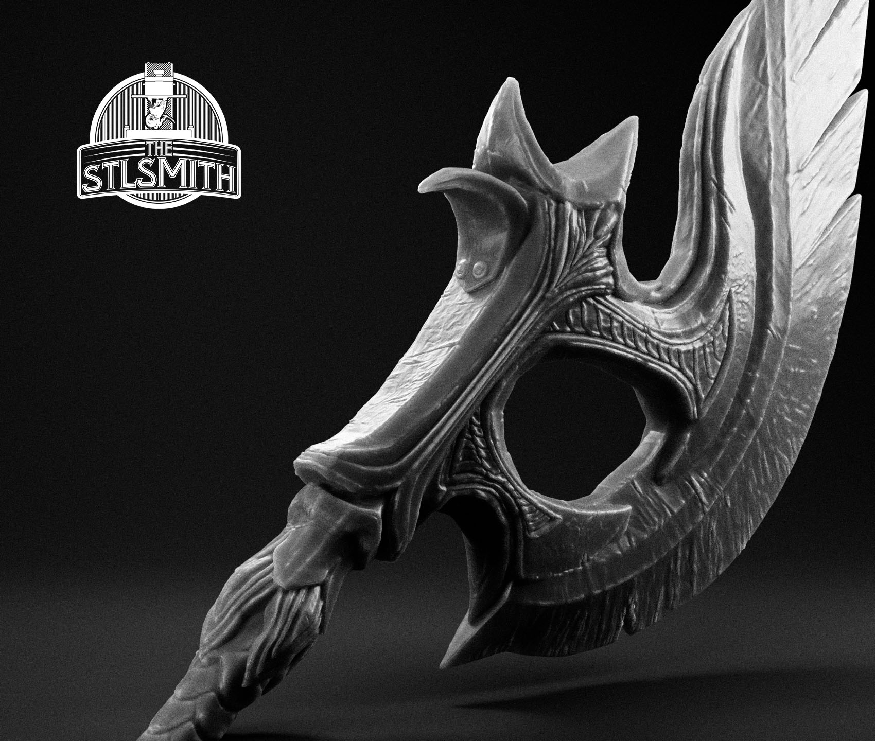 glass battleaxe render bw 02 glass battleaxe render bw 02