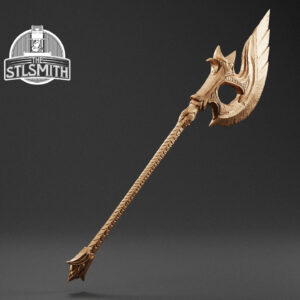glass battleaxe render bronze