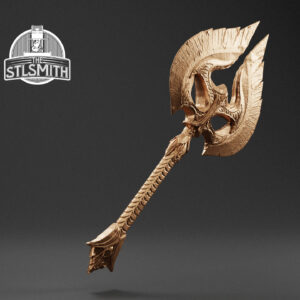 glass war axe render bronze