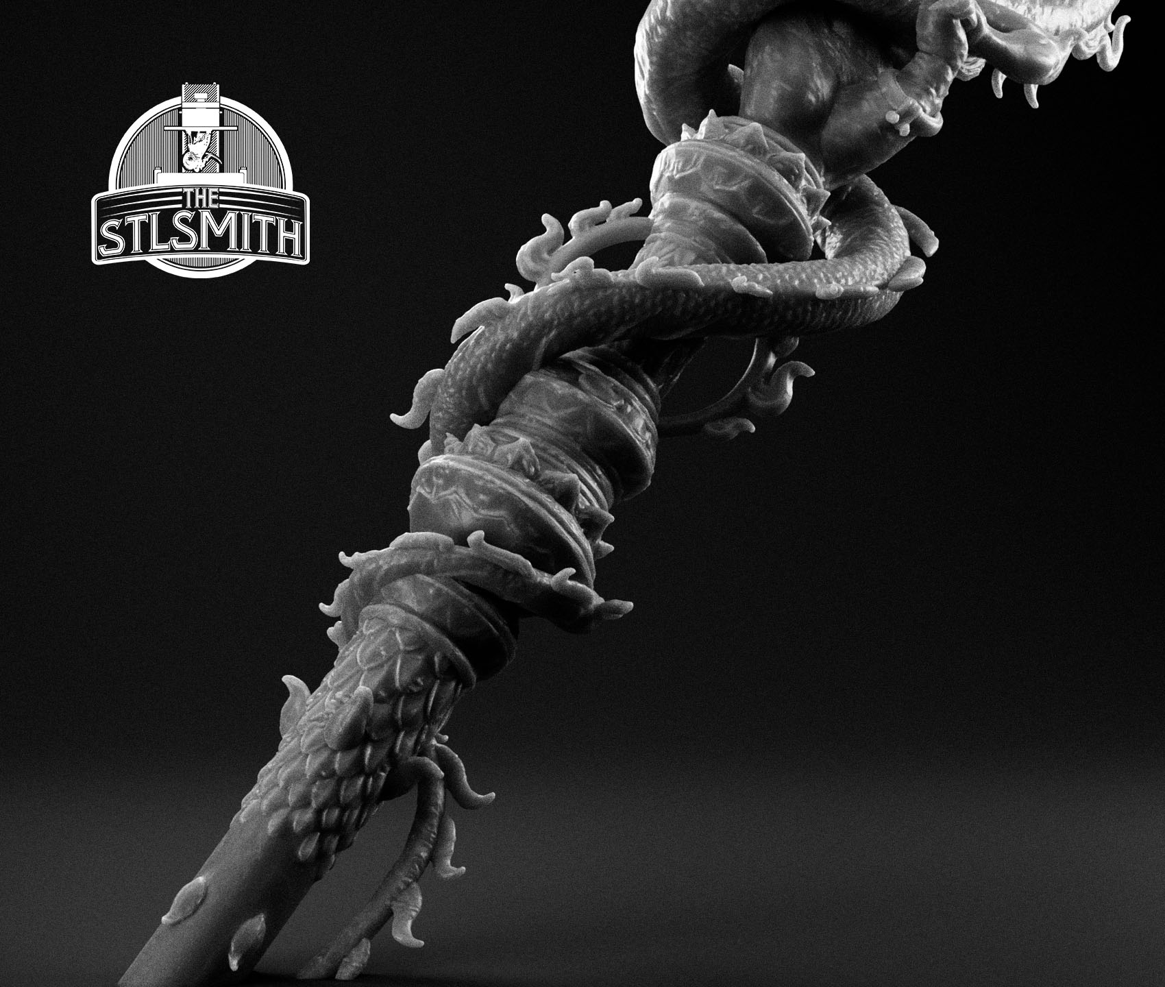golden loong staff render bw 02 golden loong staff render bw 02