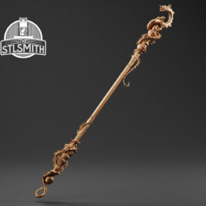 golden loong staff render bronze
