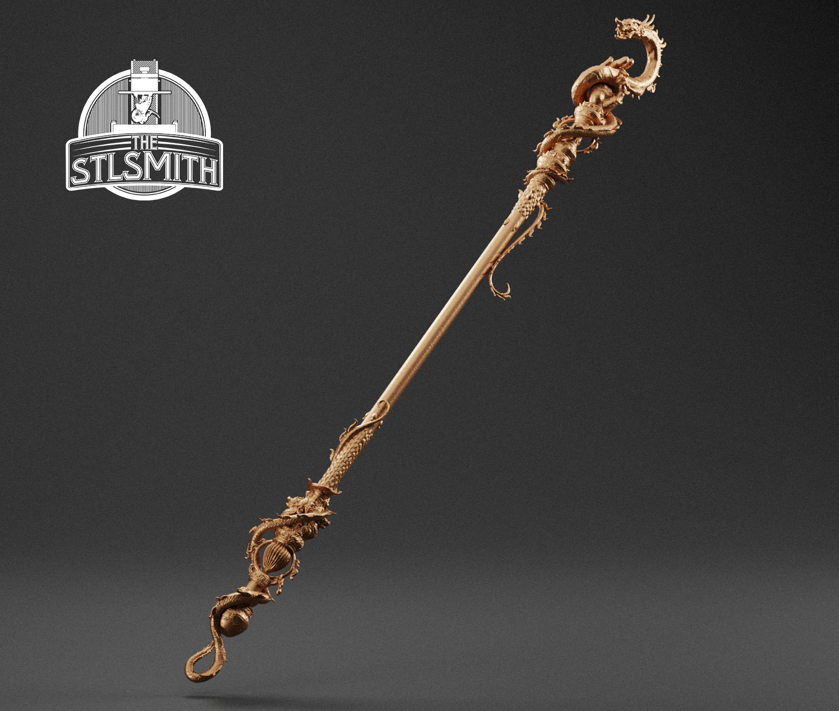 golden loong staff render bronze golden loong staff render bronze