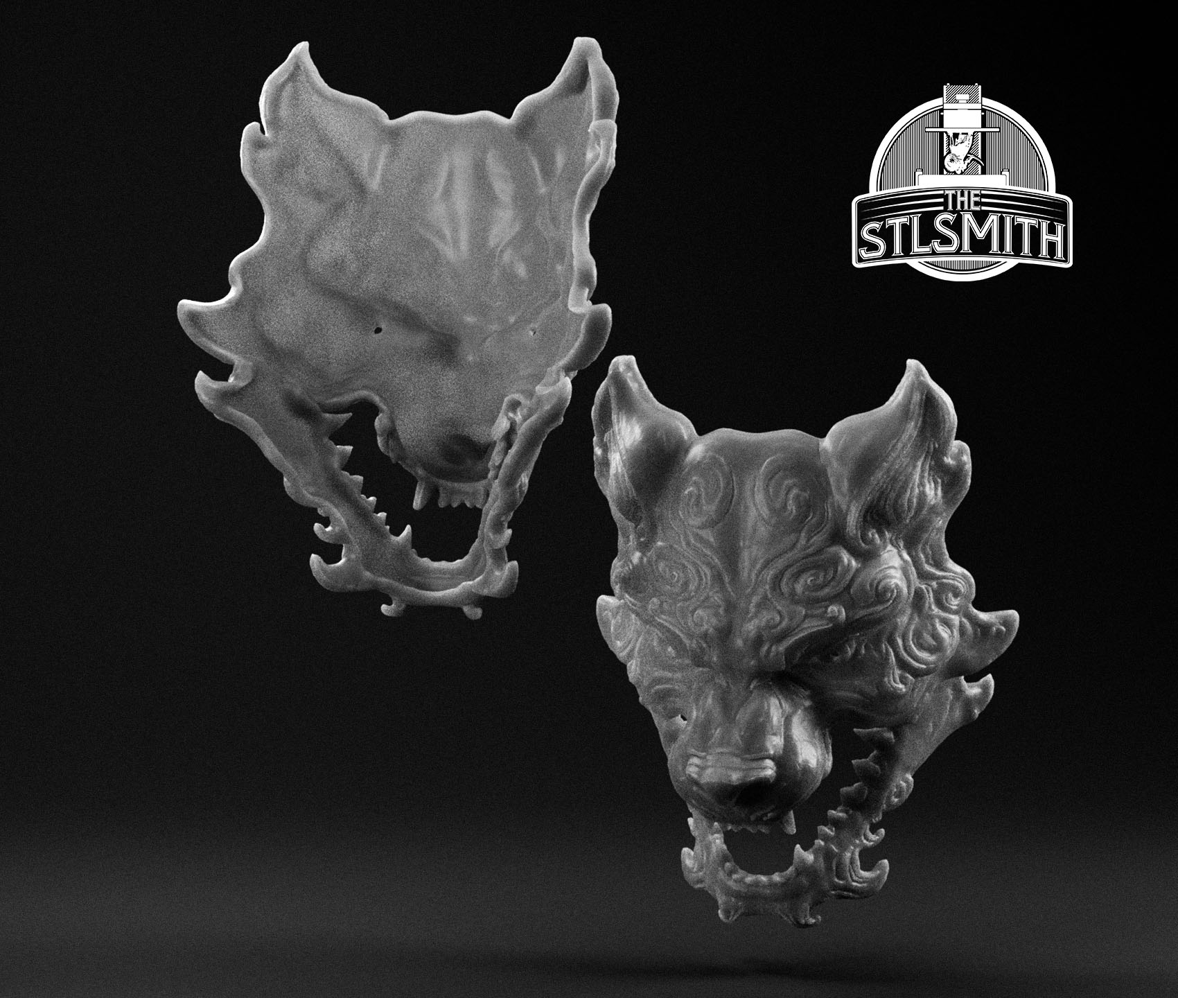 grey wolf mask render bw grey wolf mask render bw