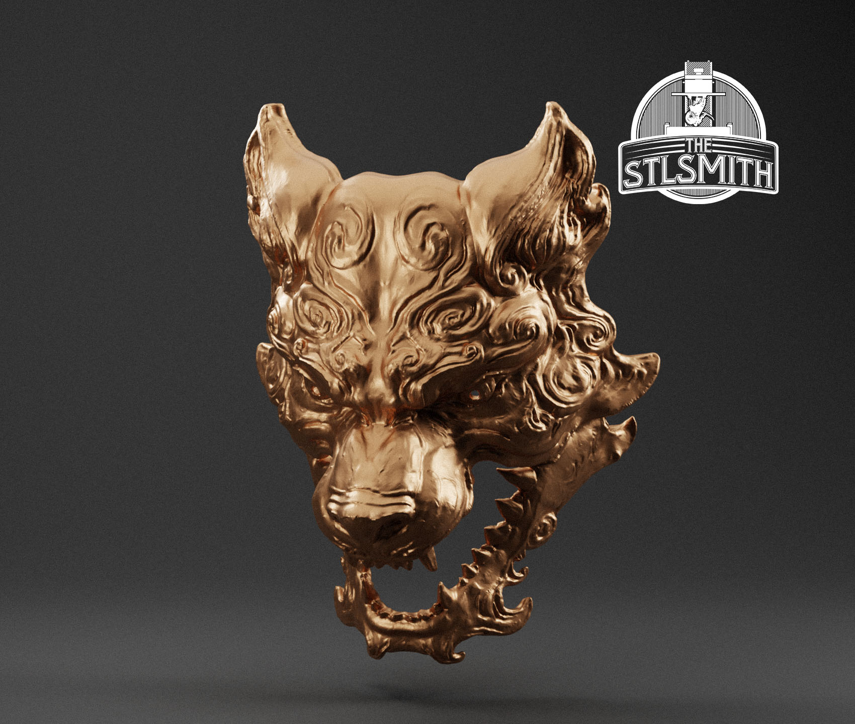 grey wolf mask render bronze grey wolf mask render bronze
