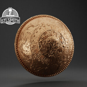 man serpent's shield render bronze