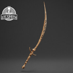 pontiff knight curved sword render bronze