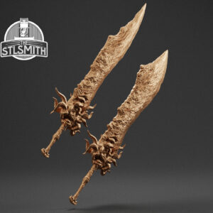 ringed knight paired greatsword render bronze