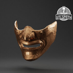 samurai clan mask render bronze