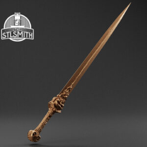 skull knight's blade sword render bronze