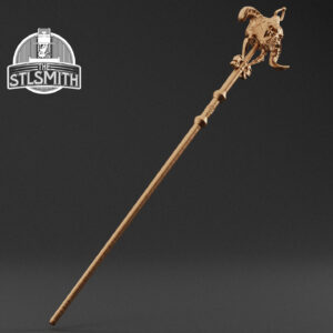 skull of corruption staff render bronze