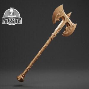 steel battleaxe render bronze