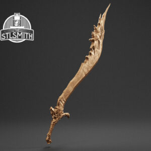 storm curved sword render bronze