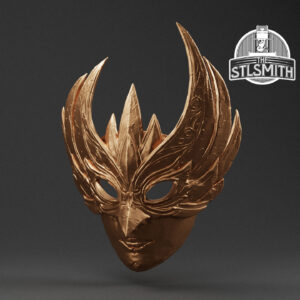 white lady mask render bronze