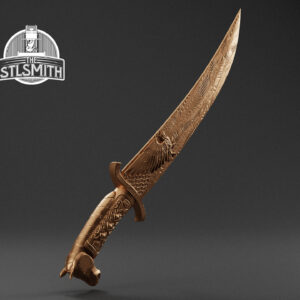 white scar combat knife render bronze