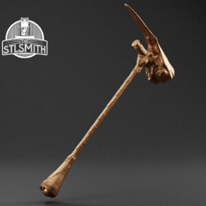 wolf sledge hammer render bronze