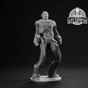 zombie flaming render bw