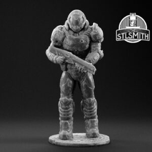 doom slayer render bw